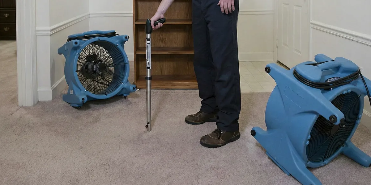 emergency water removal equipment deployed to dry a flooded residential interior in Las Vegas, NV