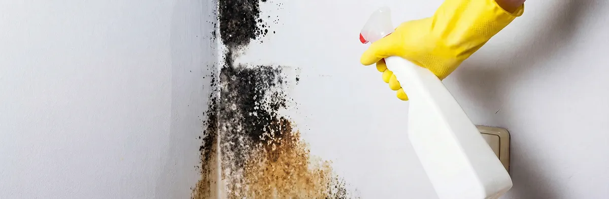 visible mold growth on an interior wall being treated during mold removal service in Las Vegas, NV