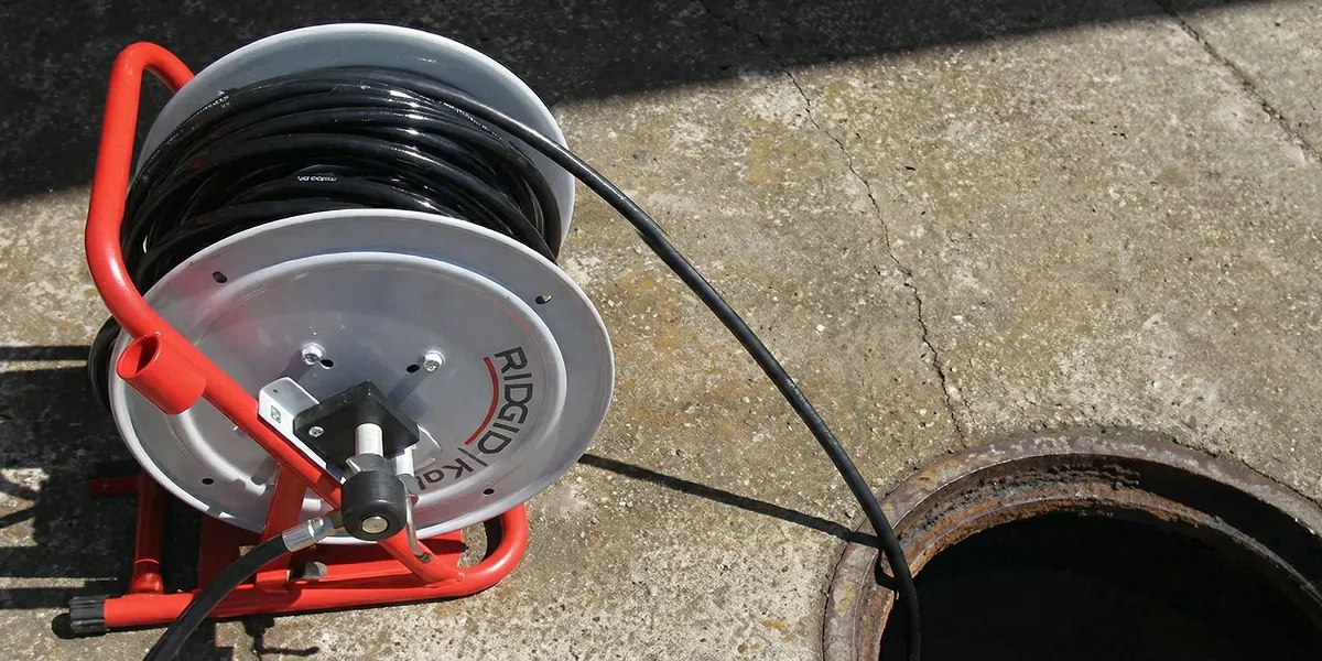 sewer rodding equipment prepared to clear clogged sewer lines in Las Vegas, NV